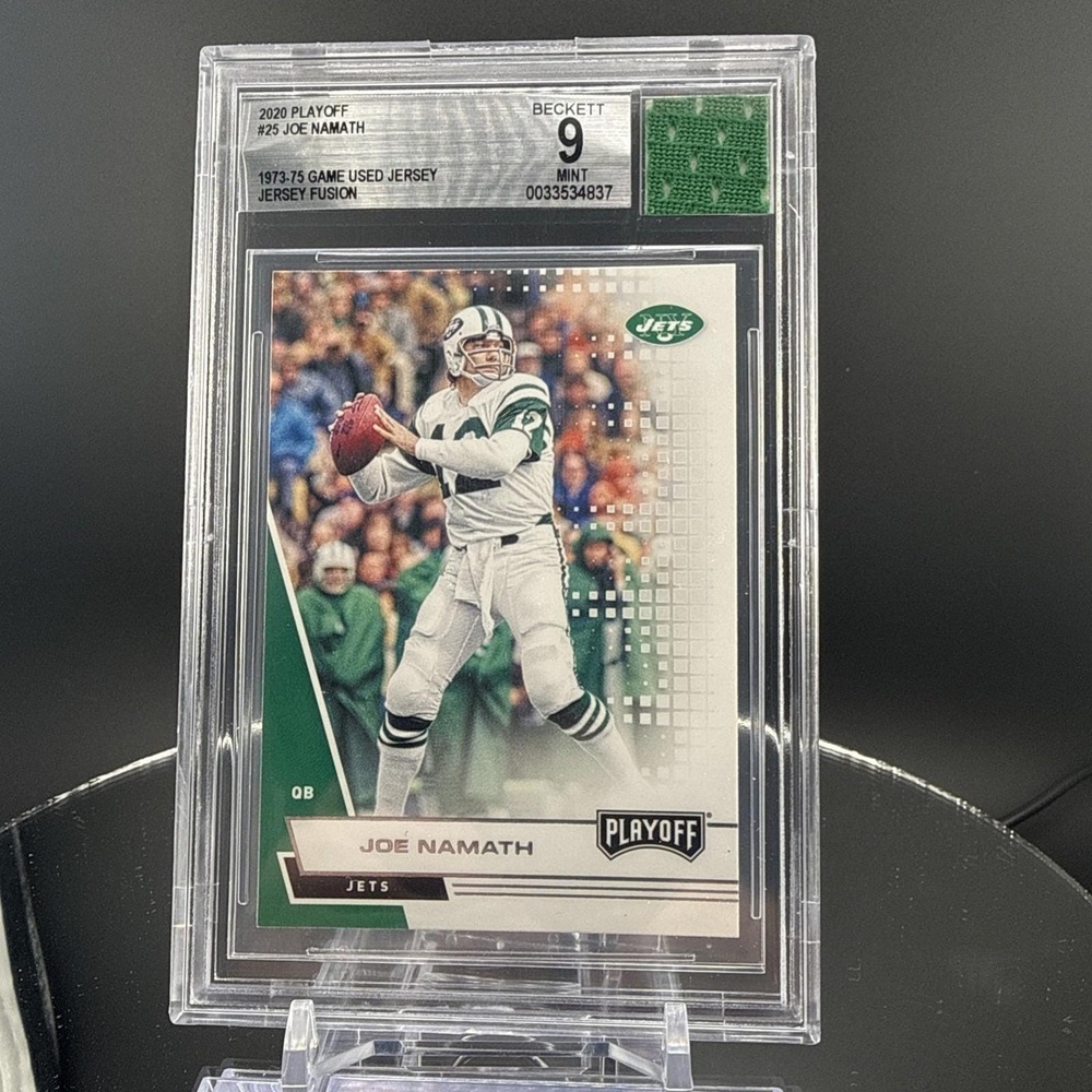 2020‎ Panini Playoff Joe Namath #25 Jersey Fusion BGS 9 Mint 1973-75 Game Used